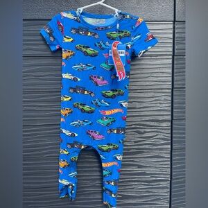 NWT Posh Peanut Hot Wheels Bamboo Snap Romper sz 18-24 months Race Cars